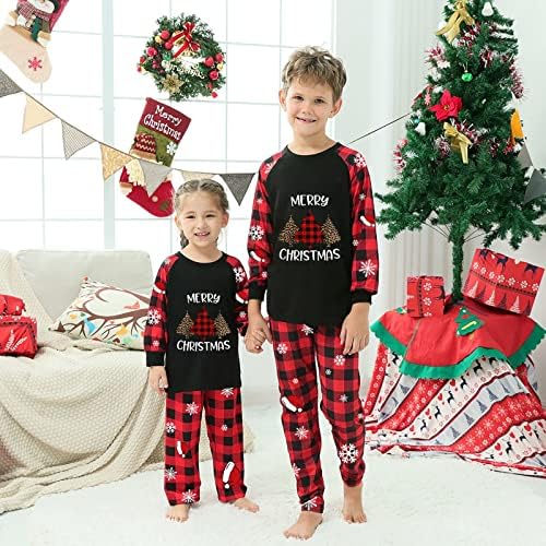 Pijama de Natal para Família e Família Combinando Pijamas de Natal Conjunto de Pijamas Plaid Plaid Matching
