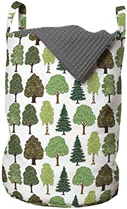 Bolsa de lavanderia da floresta de Ambesonne, folhagem de árvore desenhada à mão Ecologia do Maple Maple