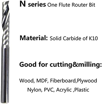 Berwenny 3,175mm 1 Flute Bit Bit CNC Fim Milling Cutter para cobre de alumínio de acrílico