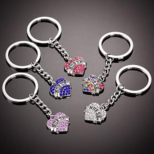 Zhanmai 5 Pack Nurse Keychain Presentes para mulheres, Crystal Heart Jewelry Set para a graduação do