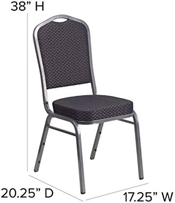 Flash Furniture 4 Pack Hercules Series Crown Backing Backing Banquet Chair em Tecido Black Paledled - Silver VEIN Frame