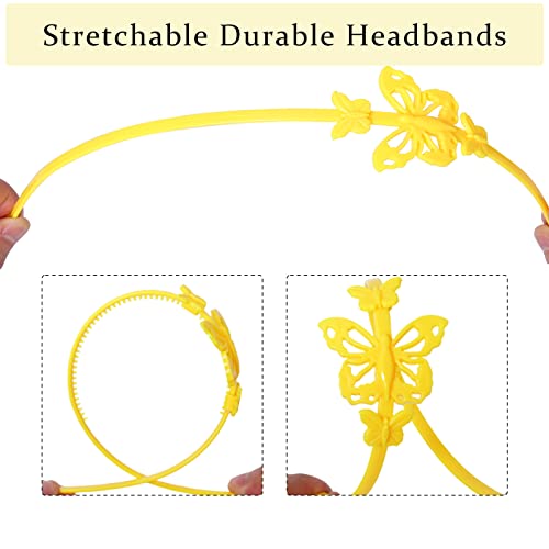 Bandas para a cabeça para meninas de criança, 6pcs fofas de borboleta infantil bandeira fina de cabeça plástica