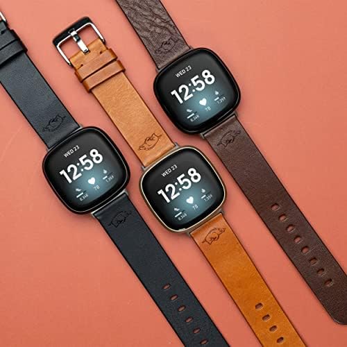 Bandas de afinidade Arkansas Razorbacks Premium Leather Watch Band compatível com Fitbit Versa 3 e Sense