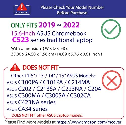 McOver Case Compatível para 2019 ~ 2022 15.6 ASUS Chromebook C523NA Série Tradicional Somente Computadores