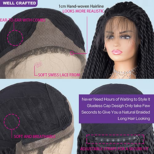 Ittayler renda frontal as perucas trançadas para mulheres negras sintéticas tranças torcida peruca preta