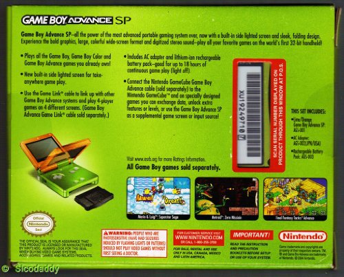 Game Boy Advance SP edição limitada Lime/laranja