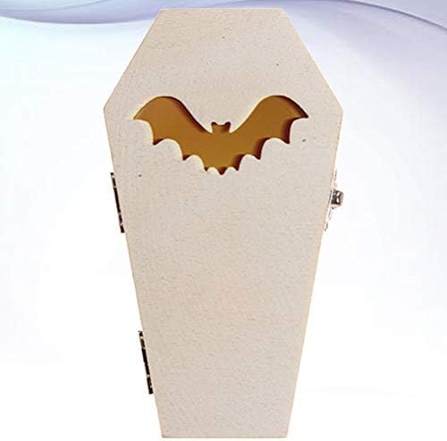 Bestoyard Creative Bat Box Light Wood Night Lamp Funny Crafts Layout Coffin Night Light para Halloween