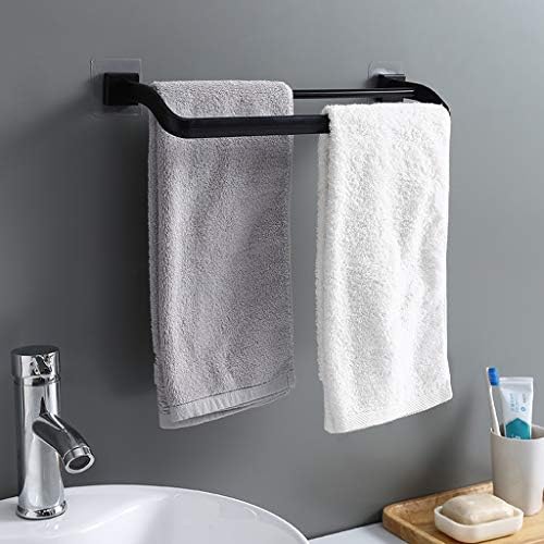 Barra de toalha WDBBY, cabide de toalha montada na parede, toalhas de alumínio espacial prateleiras pretas para hotéis de cozinha no banheiro
