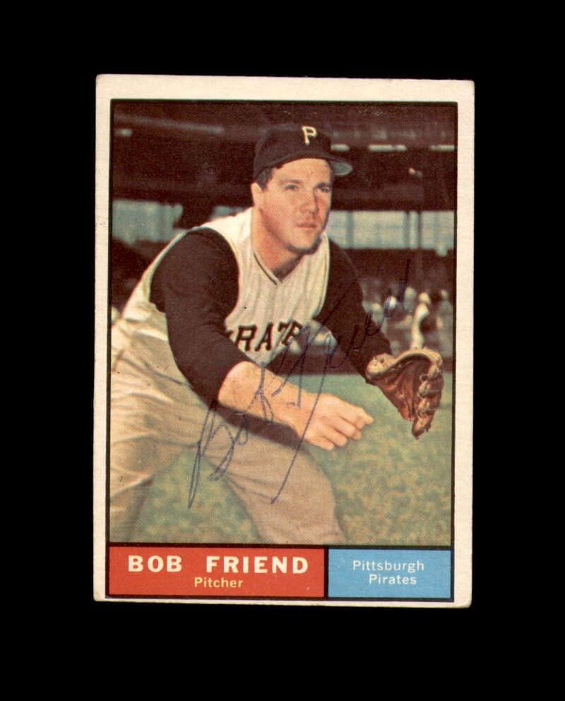 Bob Friend Hand assinou 1961 Topps Pittsburgh Pirates Autograph