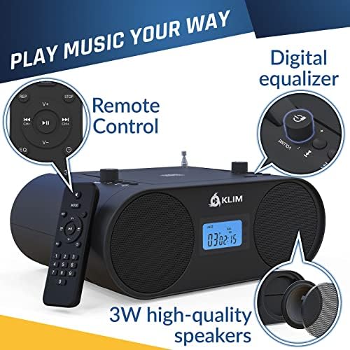 Klim Boombox B4 CD Player Sistema de áudio portátil - Novo 2023 - AM/FM Rádio com CD player mp3 Bluetooth