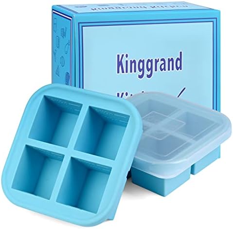 Kinggand Kitchen 2-Cup Silicone Freezer Bandey com tampa de 4 pacote de embalagem quadrada congelando recipiente