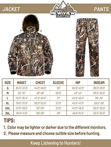Nova vista para caçar roupas para homens, jaqueta de caça e calças de caça a caça resistentes à água