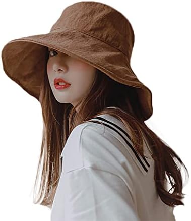 Longten Womens Bucket Hat Summer Sun Hat Hat Wide Brimed Spring Autumn Capdoor Bap dobrável Capéu de