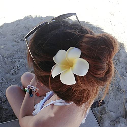 6 PCs Hawaiian Leis plumeria clipes de cabelos luau flor tropical leca barrettes chapéus femininos