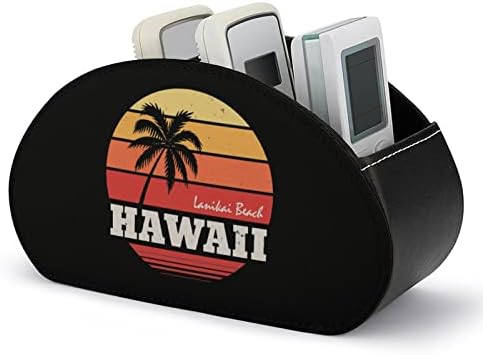 Hawaii Beach Palm Tree Remote Control titular Caixa de caneta PU couro remoto Caddy Decorativo Decorativo Organizador