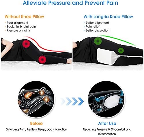 Travesseiros de joelho zoan para dormentes laterais, espuma de memória profissional para dor nas costas