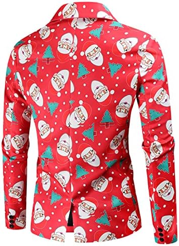 Wocachi Christmas Blazer para masculino, Jaqueta de Tuxedo de Tuxedo de Snowflake de Xmas de Natal
