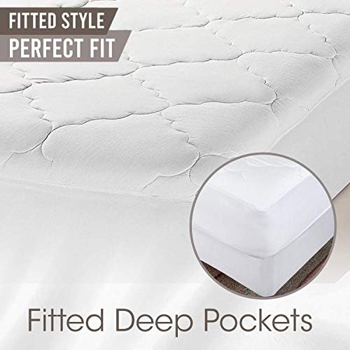 Padtão de colchão duplo por micropuff - luxuoso protetor de colchão macio e confortável - capa de colchão sem