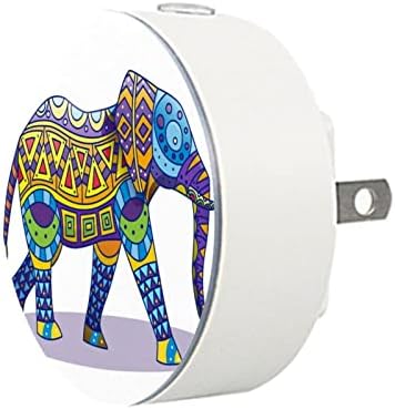 2 Pacote de plug-in Nightlight LED Night Light com Dusk-to-Dawn para o quarto de crianças, viveiro, cozinha, corredor colorido elefante colorido