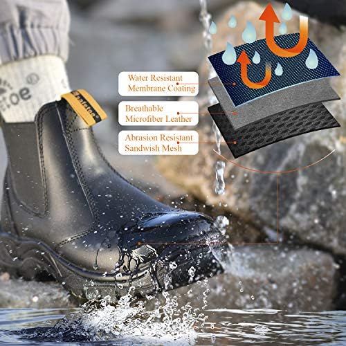 Masculino botas de trabalho aço de dedo do pé Chelsea botas de segurança de couro de vaca à prova d'água sapatos