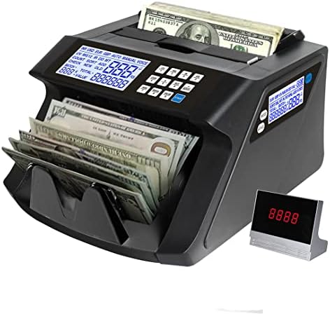 Khippus Pro-4700 Money Counter Machine, contagem profissional de caixa, conta o valor das contas classificadas, detector de fatura falsificada UV/ir/mg/mt/dd/hlf/chn, três telas grandes, adicione modos de contagem de lote