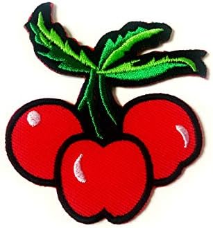 Cereja cerejas frutas costuram ferro em apliques de apliques bordados roupas de mancha de mancha de cor vermelha