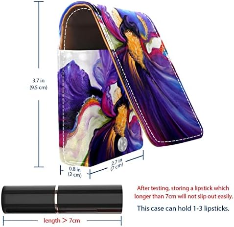 Mini estojo de batom com espelho para bolsa, Iris Pintura de Iris Purple Organização de caixa portátil