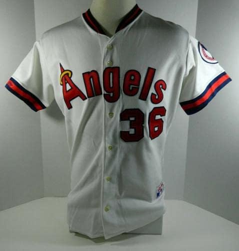 1989 California Angels Sherman Corbett 36 Jogo emitiu White Jersey Asg Patch 38 - Jerseys MLB usada