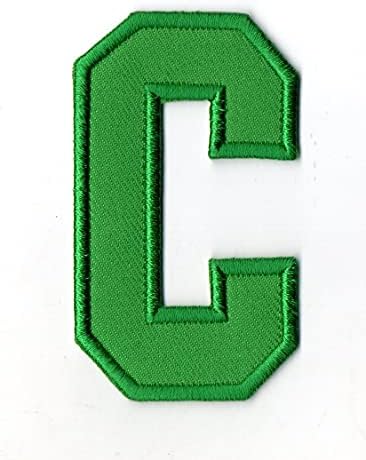 Primeiro qualquer coisa C Patches de ferro em pequeno texto de alfabeto verde bordado para chapéu