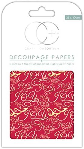Craft Consortium Joy Red Decoupage Papers, 13,75 x 15,75