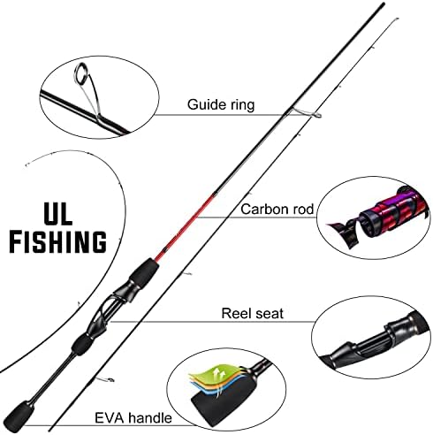 Sougayilang Fishing Haste, Ultralight Sensitive 2 peças Haste de giratório de truta, linha de aço inoxidável