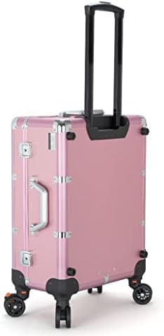 Caso de maquiagem rosa Genigw LED Cosméticos de viagem Caso de viagem Caixa de ferramentas de armazenamento de bagagem beleza lady uil art tatuo carrinho de carrinho