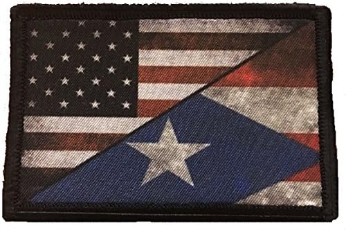 Patch de Moral de Porto Rico/EUA. 2x3 Hook and Loop Patch. Feito nos EUA