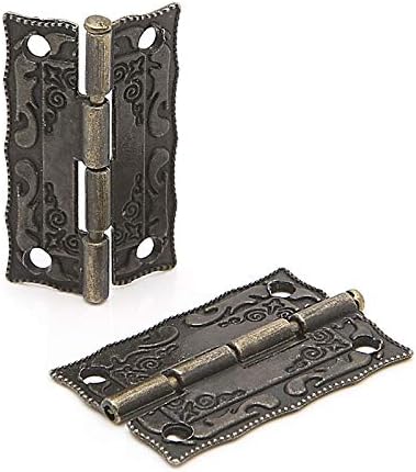 Ganfanren 2x gaveta de portas de mobiliário de bronze de bronze antigo para dobradiças de jóias 35x28mm dobradiça de porta