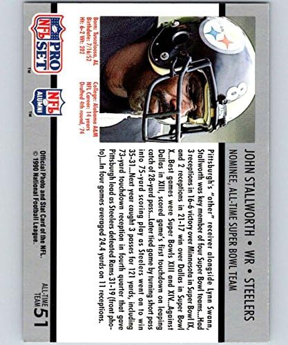 1990 Pro Set NFL Football Super Bowl 16051 John Stallworth Pittsburgh Steelers Cartão de negociação
