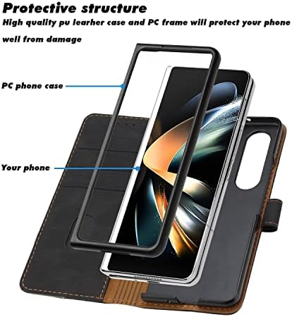 Caixa de proteção telefônica compatível com a caixa da Samsung Galaxy Z Fold4, Galaxy Z Fold 4 Caixa de couro