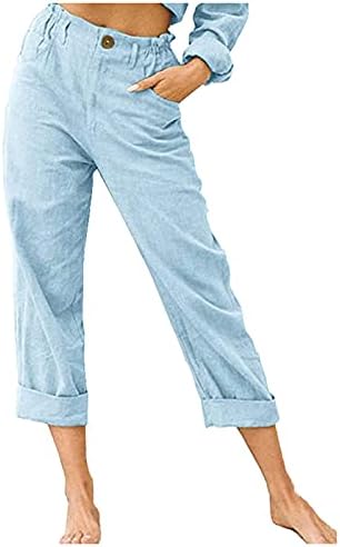 Calça feminina xiloccer para trabalho calça calças de cordão de algodão de costas de algodão