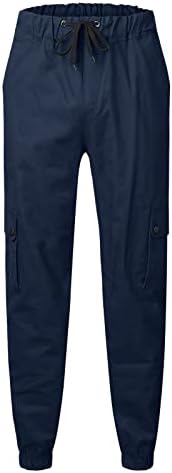 Calça masculina de miashui tech masculino de lazer de lazer de cor de bolso de bolso de bolso sólido