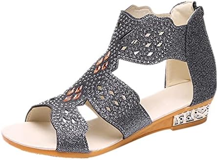 Sandálias femininas de Waserce com sandálias femininas de shinestones sandálias para mulheres meninas casuais Crystal Beach ShoesMaterial: couro artificial +