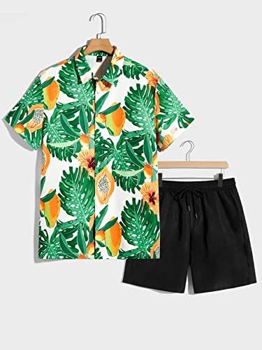 Roupas de duas peças para homens camisa de estampa tropical e shorts de cintura
