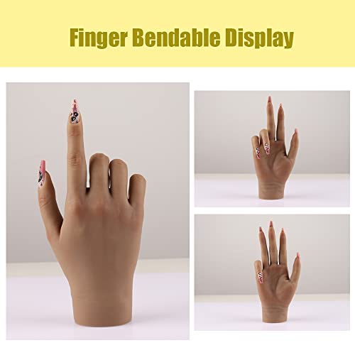 Pratique a mão para as unhas acrílicas 2pcs silicone mannequim vital size mão como unhas prática de