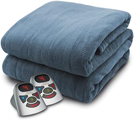 Biddeford Cobertor Micro Plush Electric aquecido com controlador digital, rei, 180g Arrowhead azul