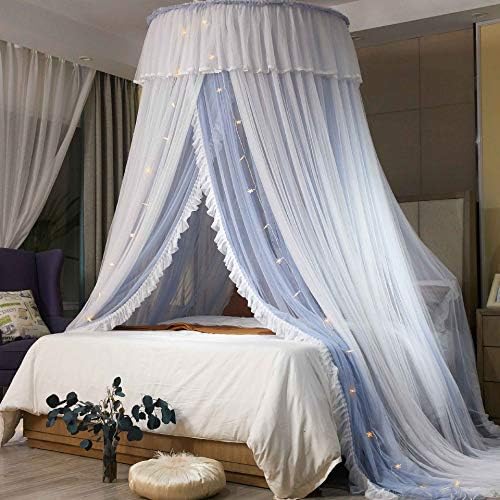 Canopy da cama de princesa Qulaco com Pom Pom Chiffon Hanging tenda para crianças caça caseira redonda decoração