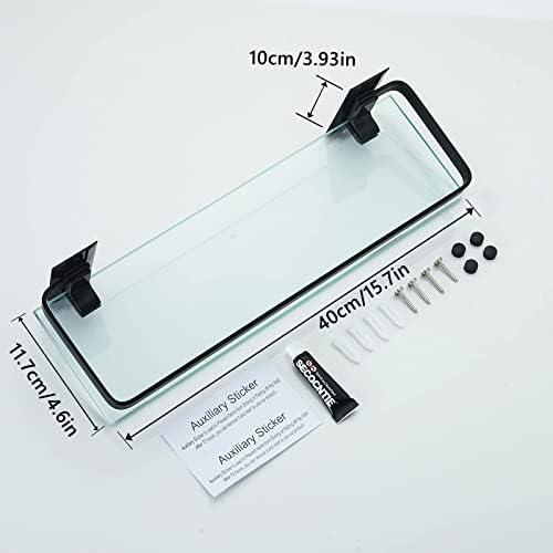 Aijaly 2 Pack Bathroom Glass Shelf, vidro temperado com alumínio 0,34in Montagem de parede de armazenamento