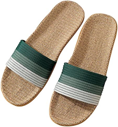Sapatos de linho unissex Sapatos de casa desodorante Four Seasons slides casuais Sandálias planas de sola macia confortável