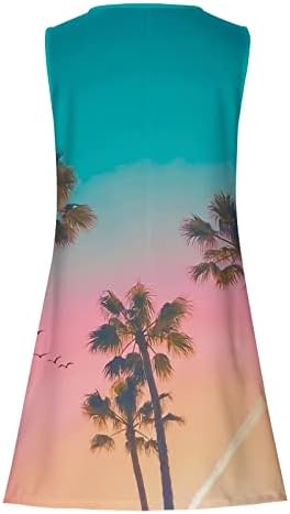 Vestidos de verão para mulheres com camiseta sem mangas casuais vestido floral fluxo plissado praia vestido de tanque