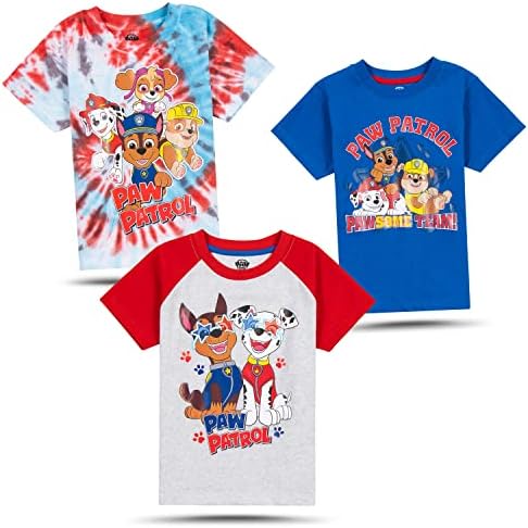 Nickelodeon Pack Paw Patrol, Bob Esponja ou Rugrats 3 Pack Boy's Graphic Tees, camisetas de manga