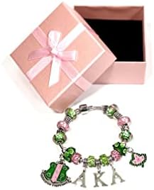 Bracelete de irmandade NQQCBB AKA Presentes de irmandades para meninas mulheres rosa e verde jóias gregas