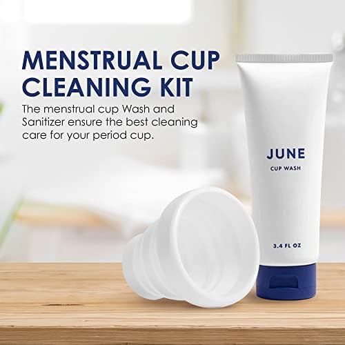 Kit de limpeza de copo menstrual de junho - Limpador compacto dobrável e lavagem da xícara de junho sem