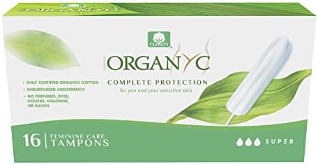 Organyc - tampões de algodão orgânico certificado - sem aplicador, livre de cloro, perfumes, rayon e produtos